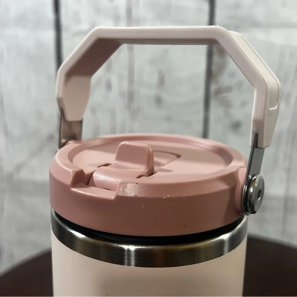 Stanley Iceflow Flip Straw Pale Pink 30 oz Travel Mug with Foldable Handle - Picture 9 of 12